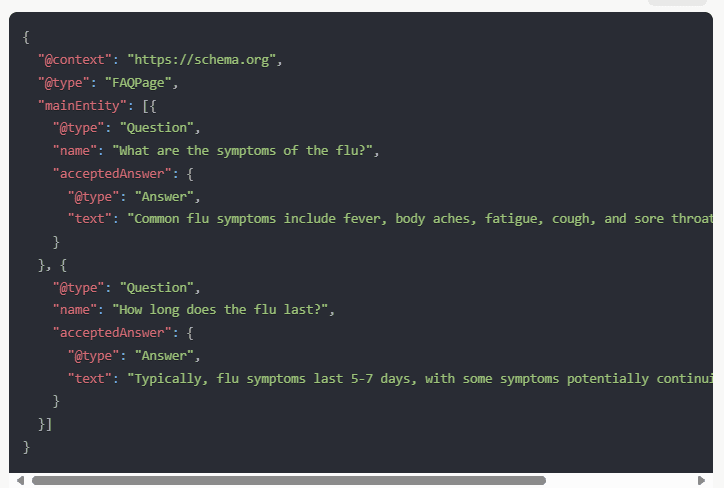 FAQ schema example for SEO